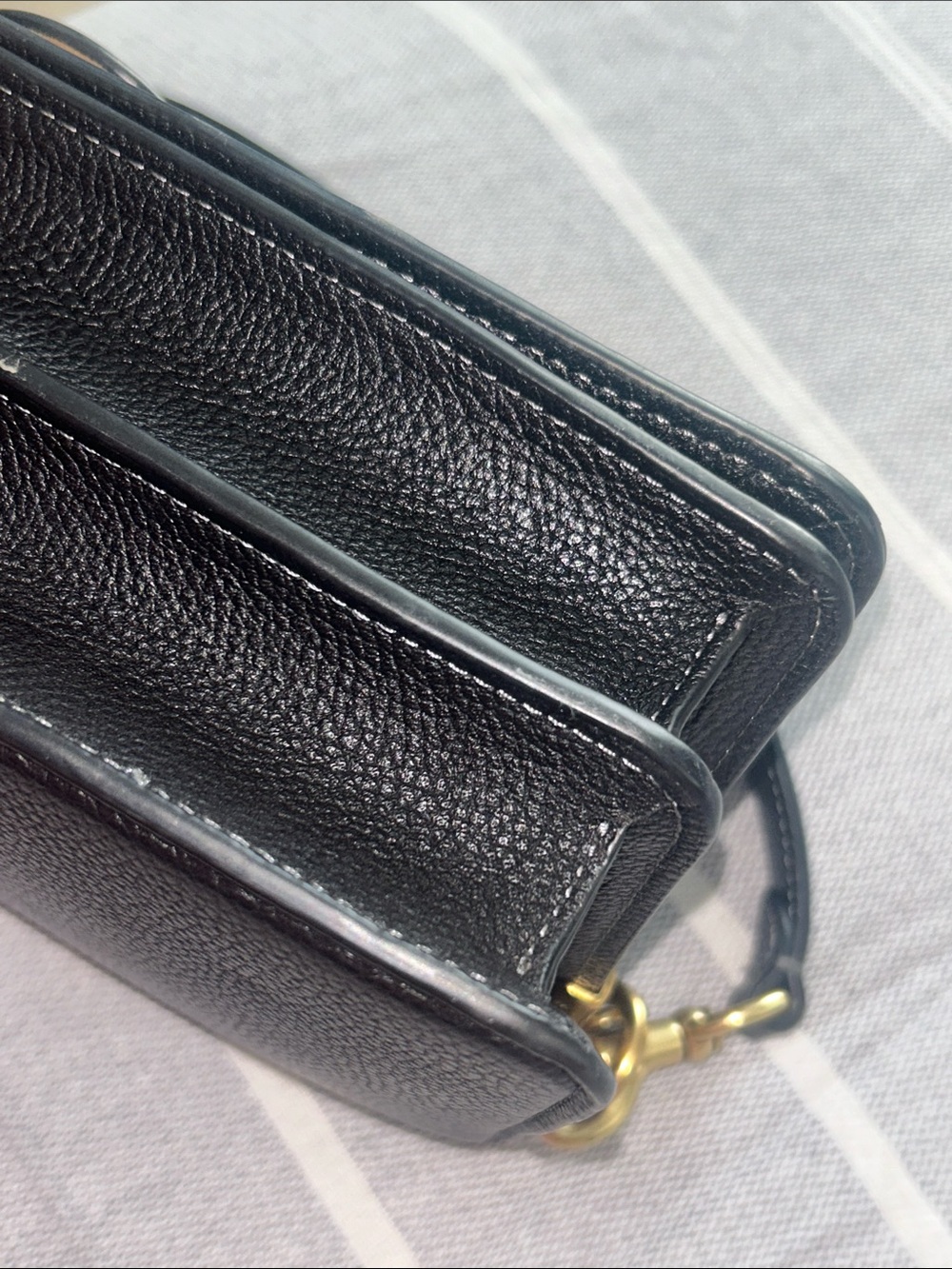 Coach Black Pebbled Leather Shoulder Bag with Gold 'C' Accent tabby 26 - Picture 12 of 16